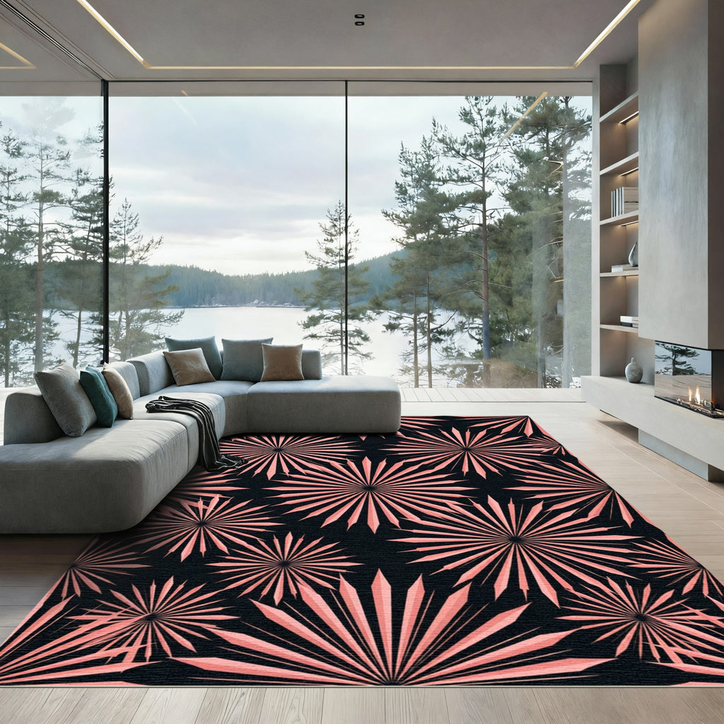 Blush Pink Starburst Geometric Art Rug