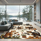 Cute Tabby Kittens Autumn Garden Scene Rug