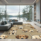 Adorable Golden Retriever Puppy Cream Rug