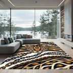 Golden Leopard Ocelot Chain Link Art Rug