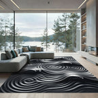 Monochromatic Metallic Liquid Wave Swirls Rug
