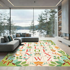 Woodland Alphabet Fox Owl Critter Border Rug