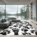 Monochrome Safari Animal Track Silhouette Rug
