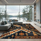 Ancestral Sun Pyramid Tribal Geometric Rug