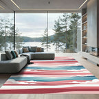 Red Pink Stripe Ocean Sunset Rug