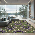 Purple Passionflower Green Leaf Harmony Rug
