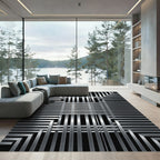 Modern Brushed Silver Industrial Lattice Rug