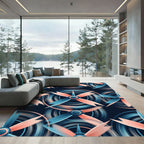 Crimson and Teal Propeller Abstract Rug