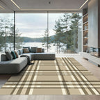 Classic Beige Plaid Tartan Check Rug