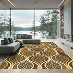 Golden Arabesque Medallion Lattice Rug