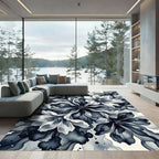Monochromatic Abstract Floral Bloom Rug