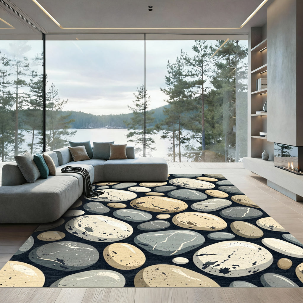 Smooth Pebble Stone Texture Repeating Rug