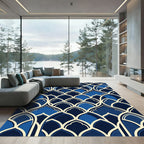 Midnight Blue Arched Decorative Tile Rug
