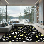 Whimsical Black Yellow Circle Spots Rug