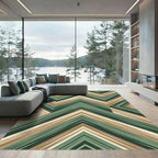 Earthy Green Chevron Zigzag Stripe Rug