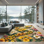 Vibrant Golden Floral Winding Meadow Rug