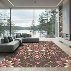 Vintage Pink Floral Mandala Rug