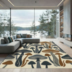 Mid Century Mushroom Forest Earth Tones Rug