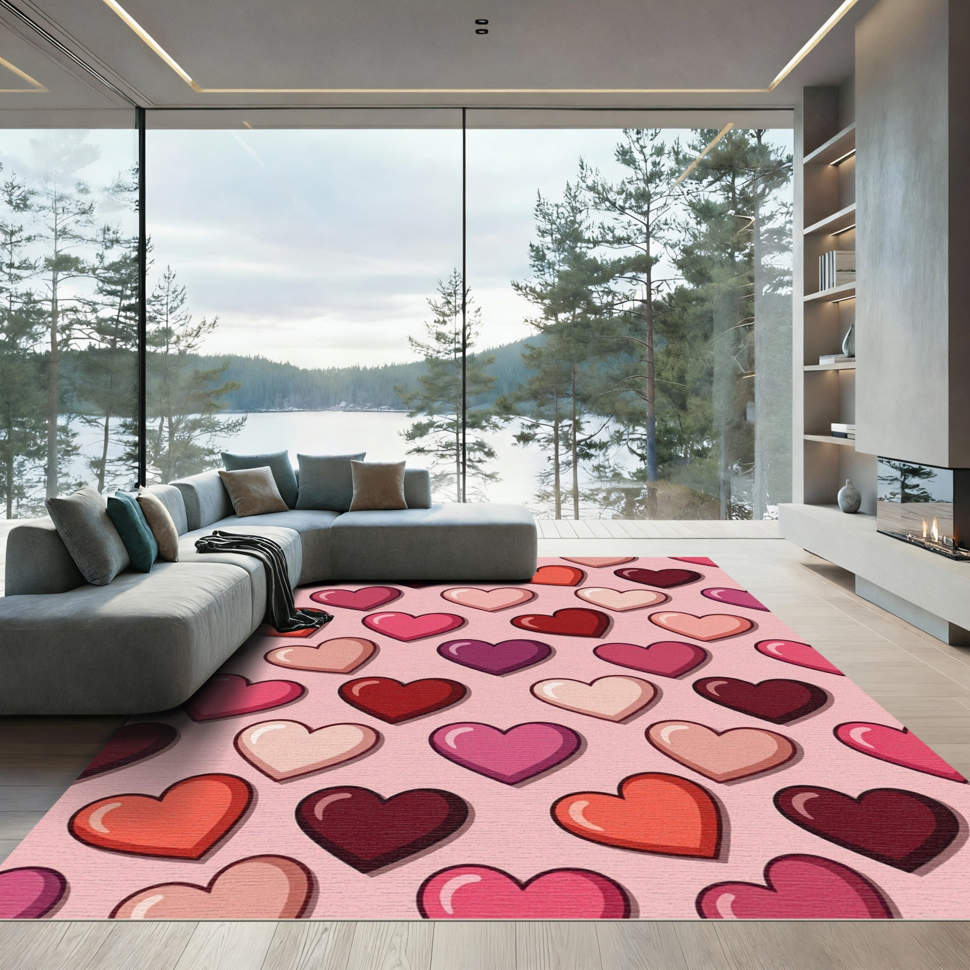 Rose Heart Collage Rug