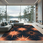 Celestial Orange Starburst Navy Rug