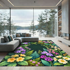 Vibrant Purple Yellow Floral Garland Rug