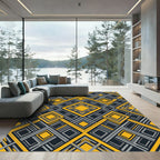 Bold Yellow Gray Geometric Diamond Rug