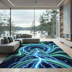 Ethereal Blue Neon Galactic Vortex Vortex Rug
