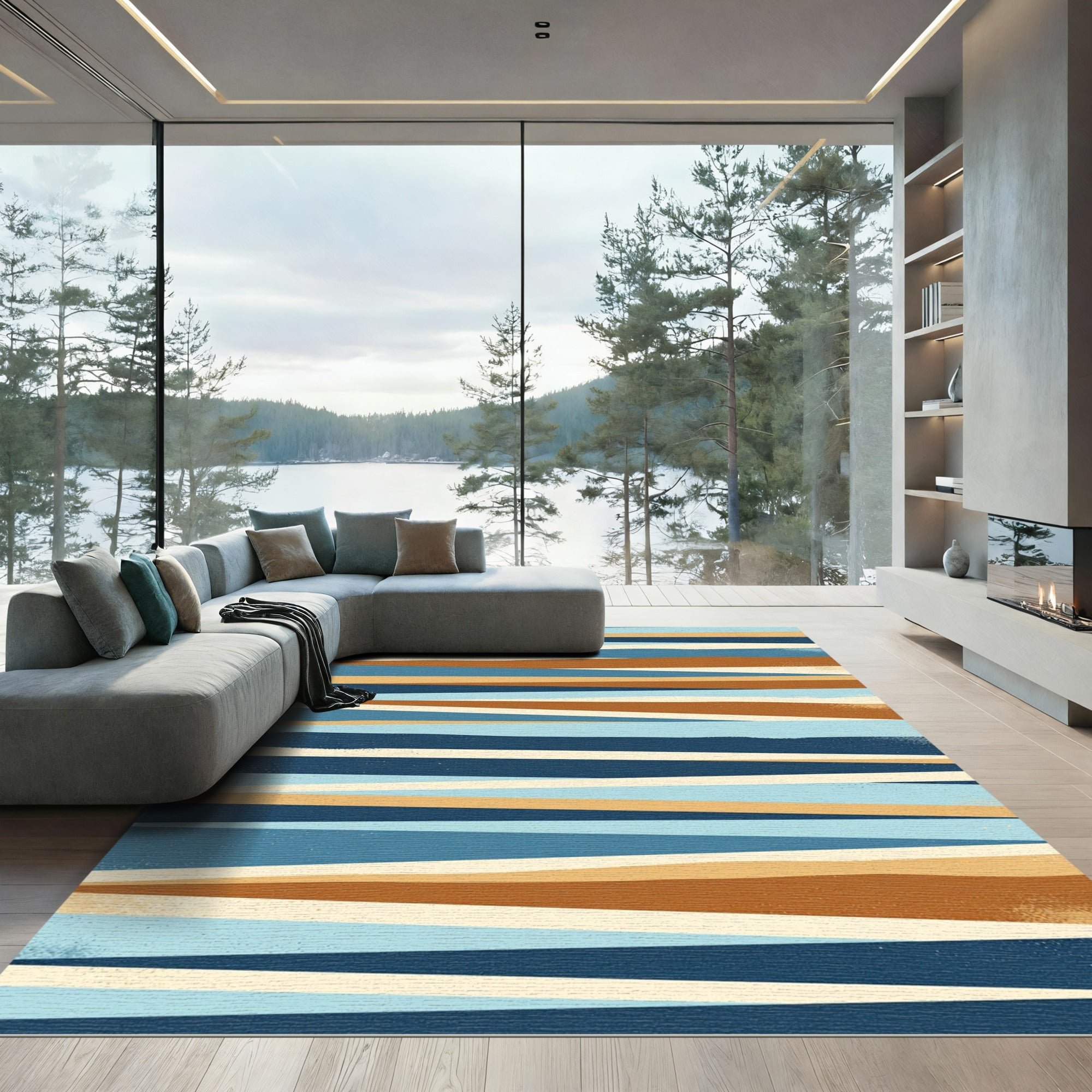 Coastal Abstract Stripe Horizon Rug