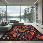 Autumn Blossom Floral Vine Noir Rug