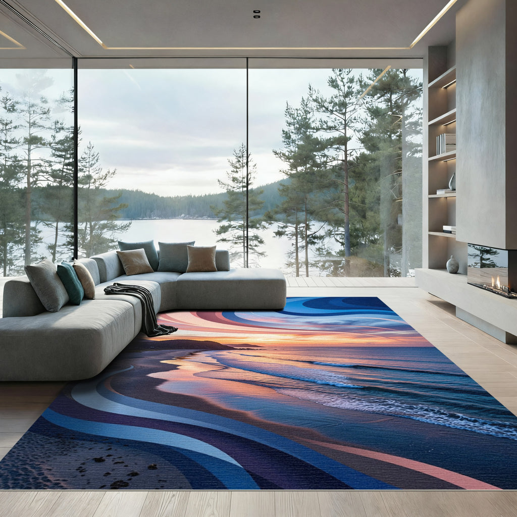 Ethereal Sunset Wave Abstract Gradient Rug
