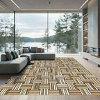 Modern Earthy Toned Woven Grid Rug