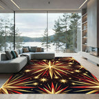 Golden Red Starburst Bursting Radiance Rug