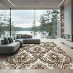 Elegant Cream Baroque Scroll Rug