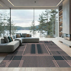 Pale Pink Linear Window Grid Rug