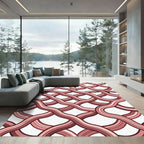 Woven Blush Pink Interlocking Wavy Lines Rug
