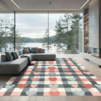 Blush and Charcoal Plaid Heart Rug