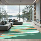 Modern Sage and Ochre Layered Landscape Rug