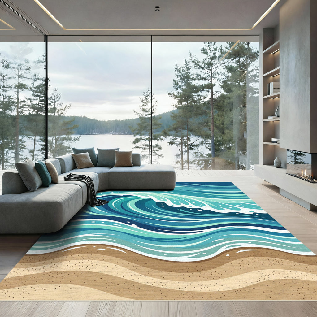 Ocean Wave Sandy Shore Rug