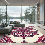 Fuchsia Crimson Lace Mandala Round Rug