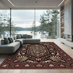 Dark Burgundy Floral Vine Medallion Rug