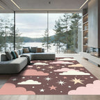 Celestial Pink Ivory Starry Night Sky Rug
