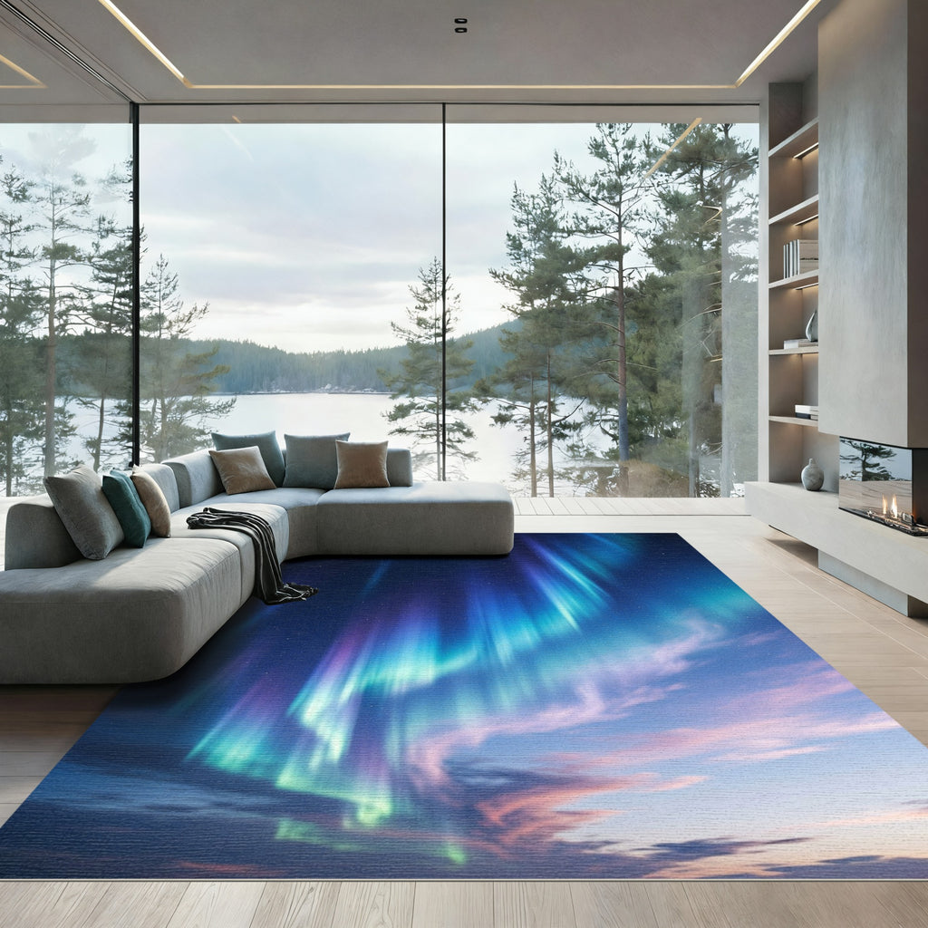 Celestial Sky Aurora Swirls Rug