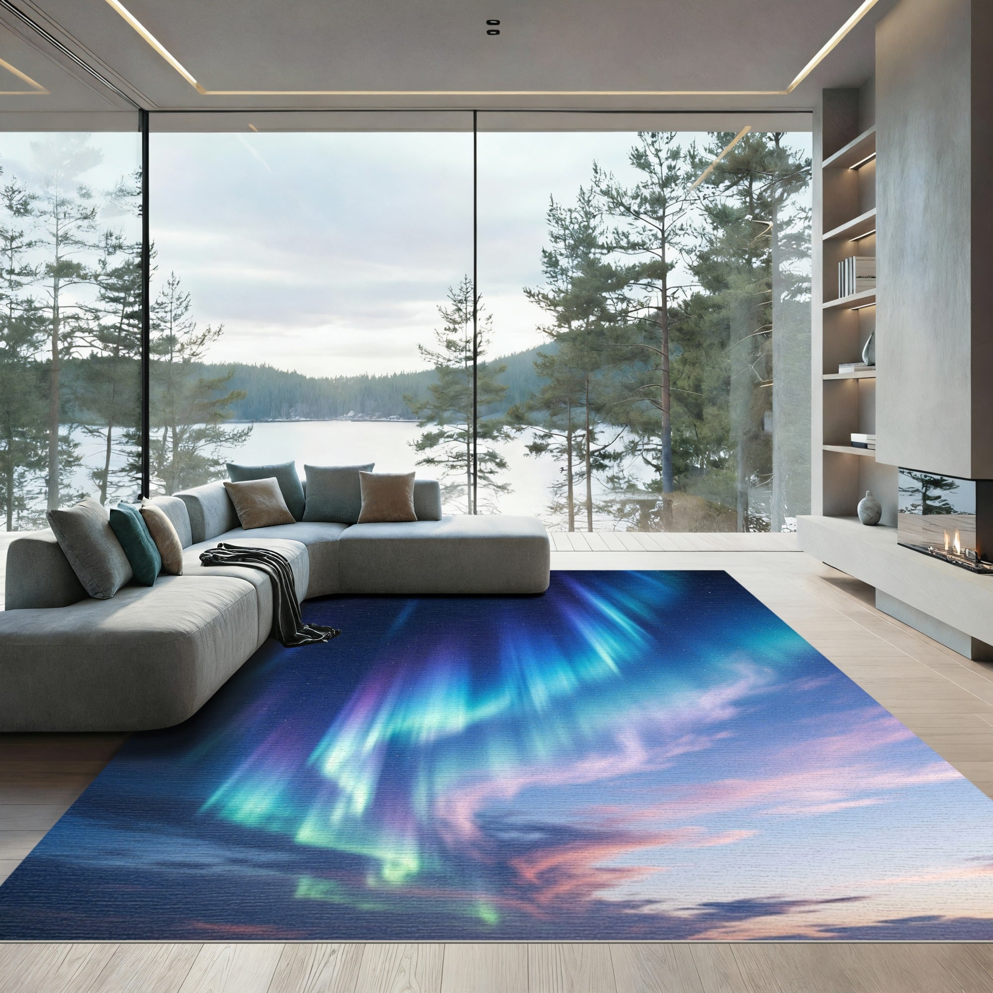 Celestial Sky Aurora Swirls Rug
