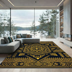 Gold Geometric Hexagon Tribal Art Rug
