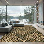 Earthy Olive Geometric Woven Lattice Rug