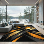 Vibrant Orange Gold Brush Stroke Rug