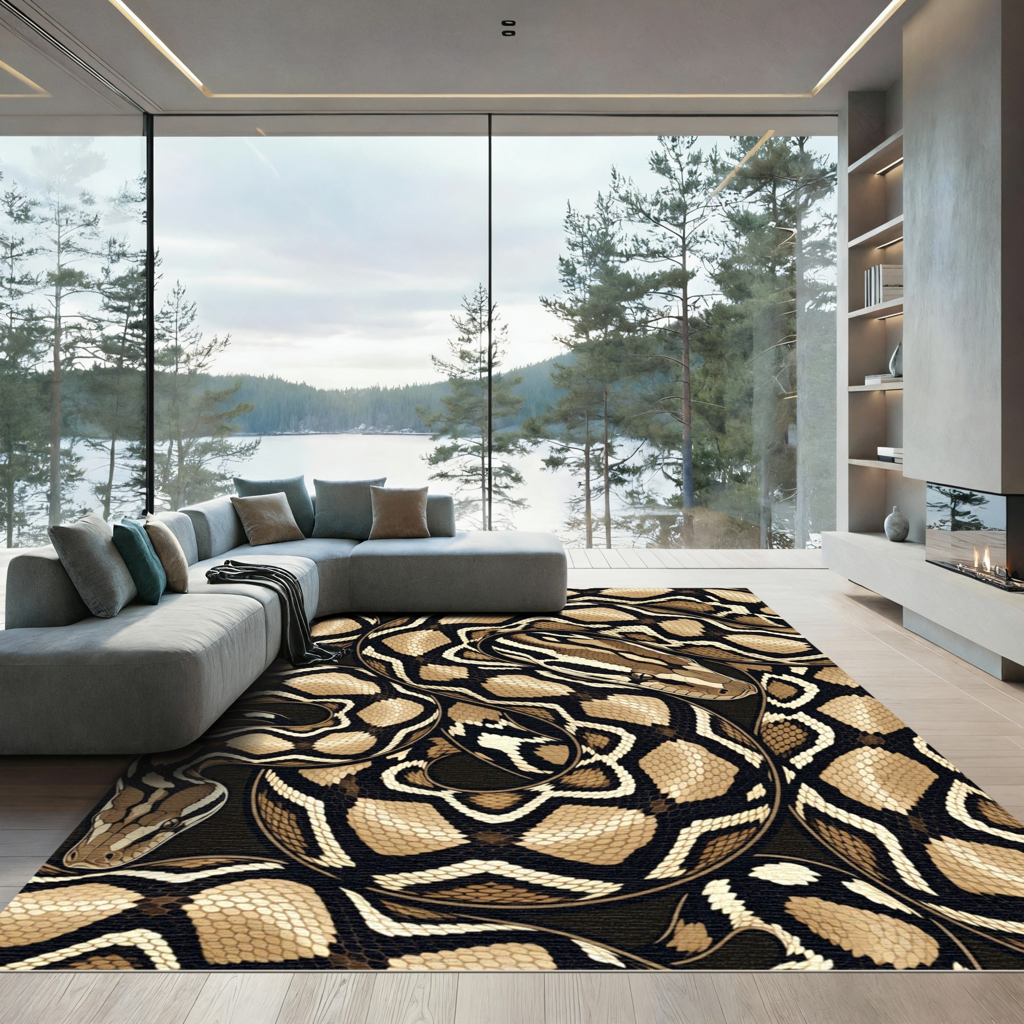 Intertwined Brown Python Scale Serpent Rug