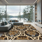 Majestic Leopard Portrait Golden Spotted Backdrop Rug