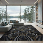 Art Deco Black Gold Fan Medallion Rug