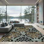 Gray Leopard Face Repeating Collage Rug